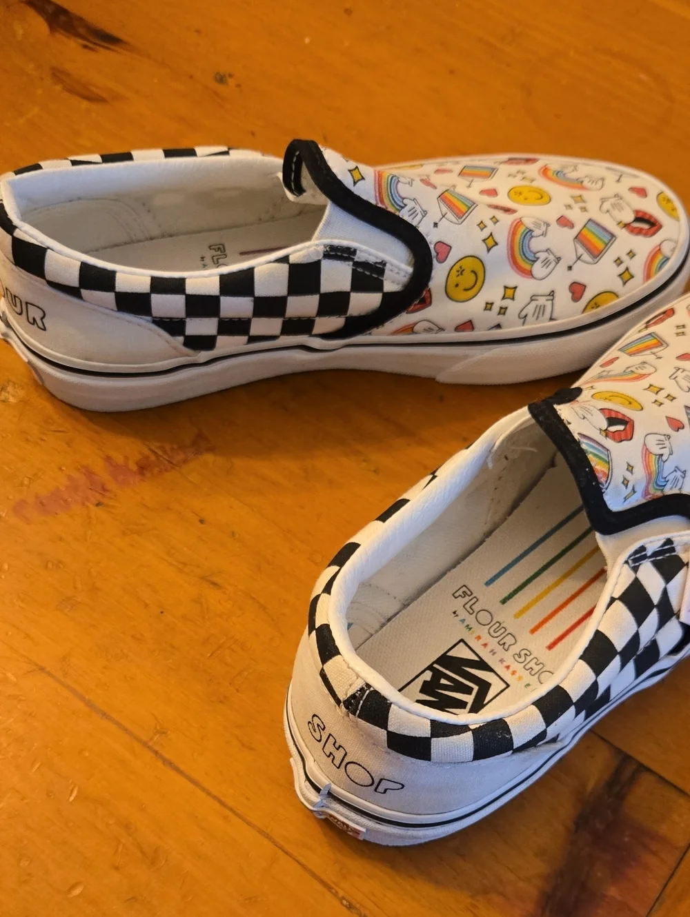 Kids Vams Slip-On Sneakers with Rainbow & Smile Print -Flour SHOP